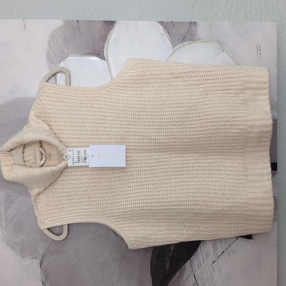 Wayf Shay Sleeveless Rib Cowl Neck Cream Sweater Size Medium Nwt ❤️ - Picture 3 of 6